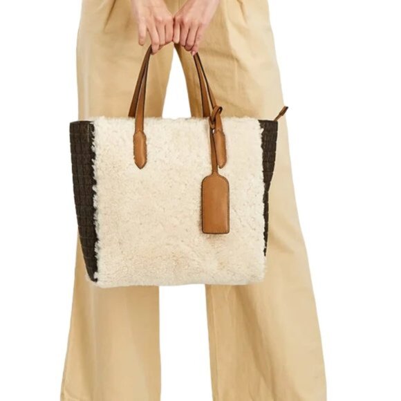 Michael Kors Sinclair Logo Authentic Shearling Large Zipper Top Tote (NW… - Picture 13 of 14